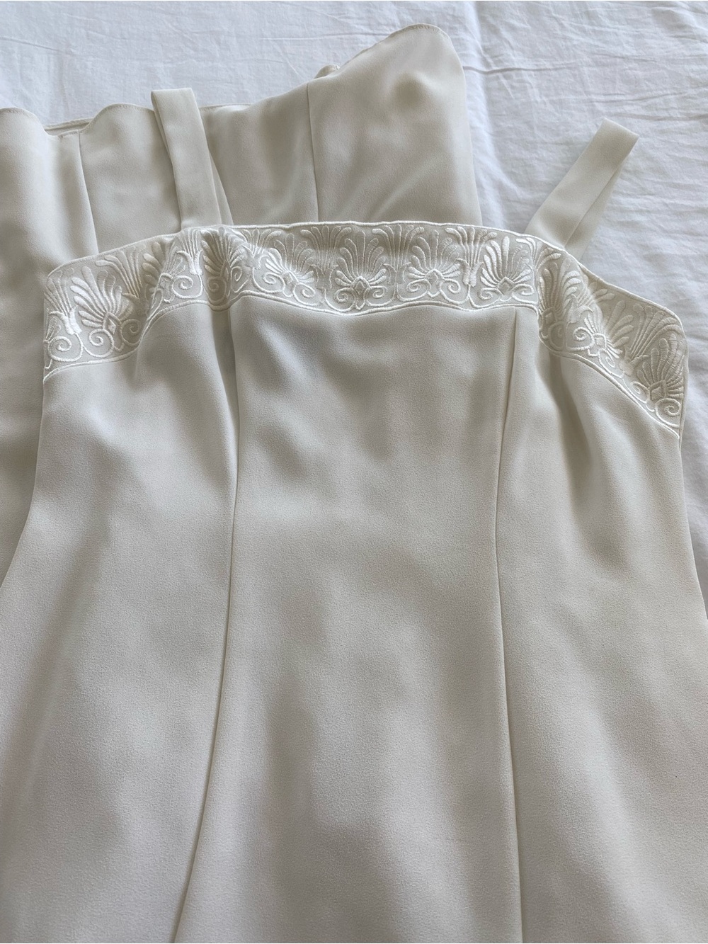 Ursula of Switzerland White Wedding Slip Dress with Embroidered Bodice - Picture 5 of 5